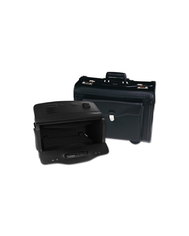 Maletin atache piloto q-connect negro con asa extensible ruedas y cerradura con combinacion 490x350x225 mm
