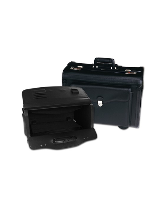 Maletin atache piloto q-connect negro con asa extensible ruedas y cerradura con combinacion 490x350x225 mm