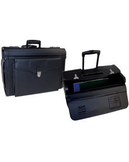 Maletin atache piloto q-connect negro con asa extensible ruedas y cerradura con combinacion 490x350x225 mm