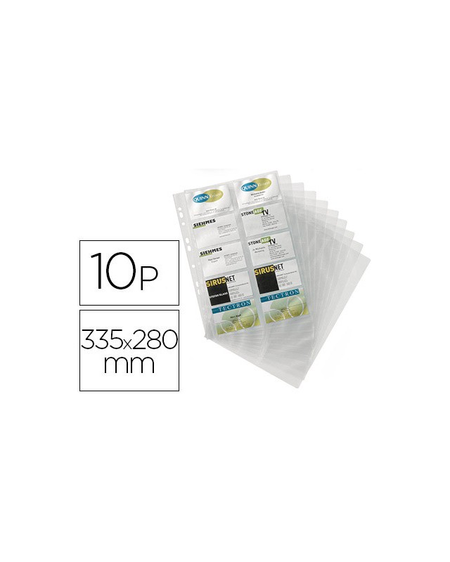 Recambio fundas visifix para tarjetero 2384 bolsa de 10 hojas capacidad 20 tarjetas por hoja