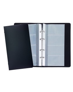 Tarjetero liderpapel 4 anillas 15 fundas de 4 departamentos 265x145 mm