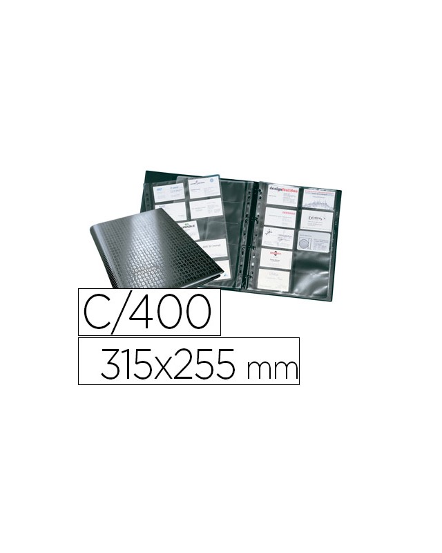 Tarjetero durable din a4 visifix centium 4 anillas 20 fundas con indice alfabetico para 400 tarjetas de visita