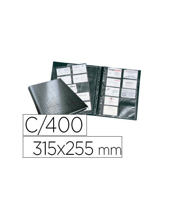 Tarjetero durable din a4 visifix centium 4 anillas 20 fundas con indice alfabetico para 400 tarjetas de visita