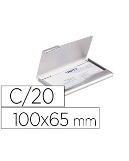 Tarjetero durable aluminio capacidad 20 tarjetas de visitas 55x90 mm color plata 100x65 mm