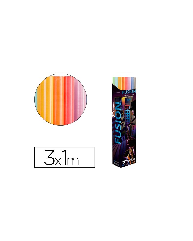 Papel kraft fusion 1x3 m expositor 30 rollos colores surtidos