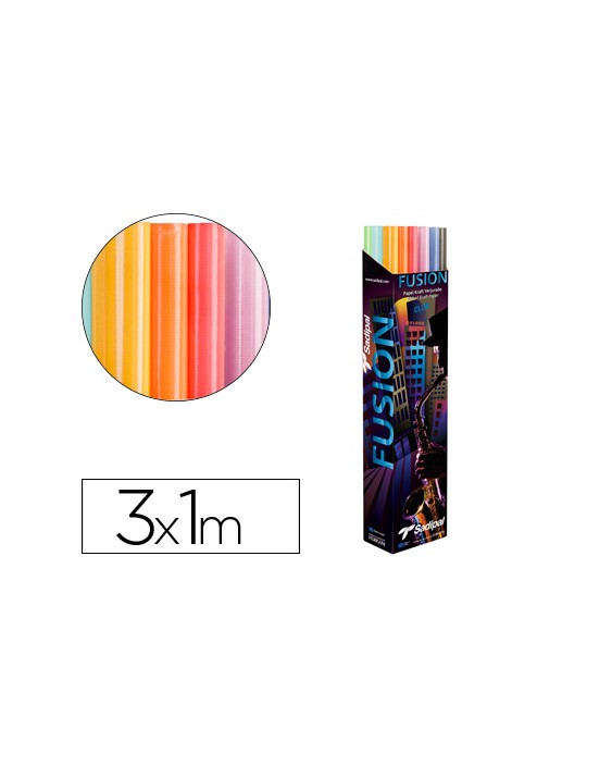 Papel kraft fusion 1x3 m expositor 30 rollos colores surtidos