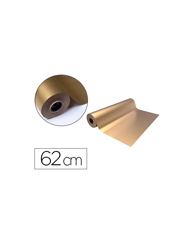 Papel de regalo basika metalizado oro bobina ancho 62 cm longitud 80 m
