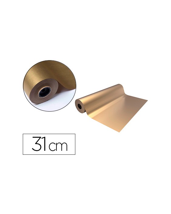 Papel de regalo basika metalizado oro bobina ancho 31 cm longitud 80 m