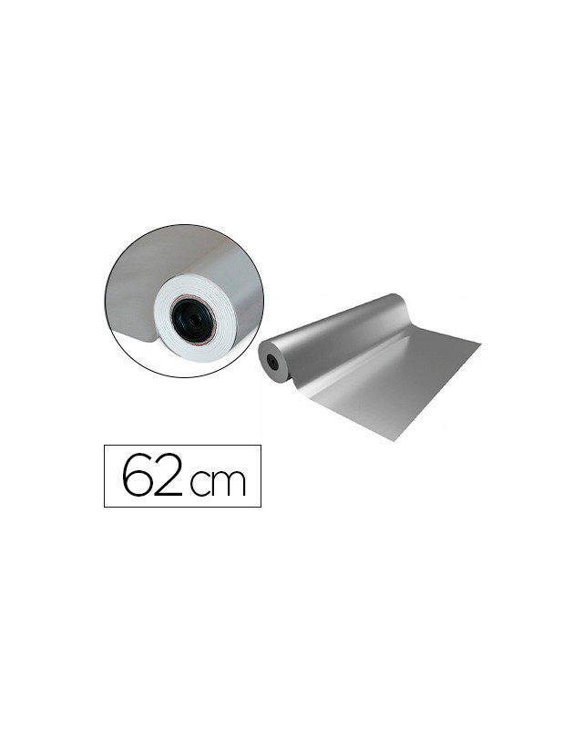 Papel de regalo basika metalizado plata bobina ancho 62 cm longitud 80 m