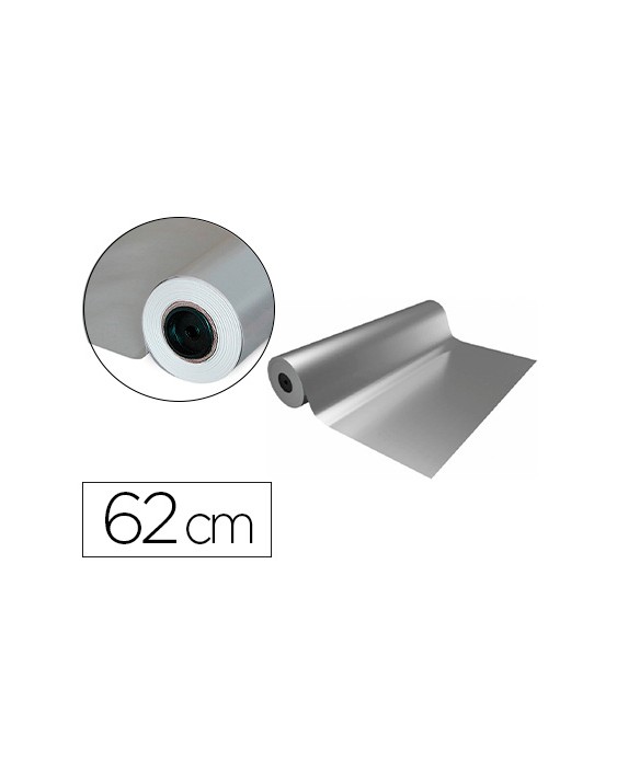 Papel de regalo basika metalizado plata bobina ancho 62 cm longitud 80 m