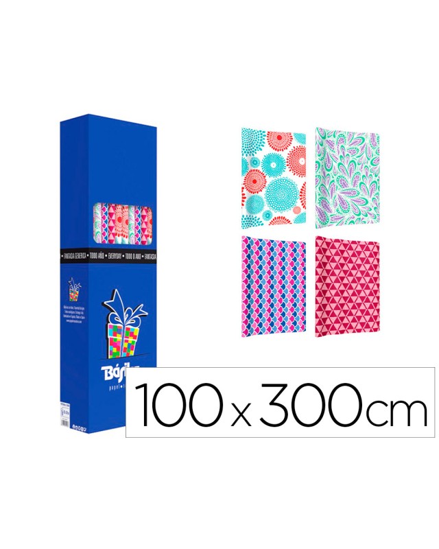 Papel de regalo basika todo año rollo ancho 1 m longitud 3 m modelos surtidos gramaje 50 g