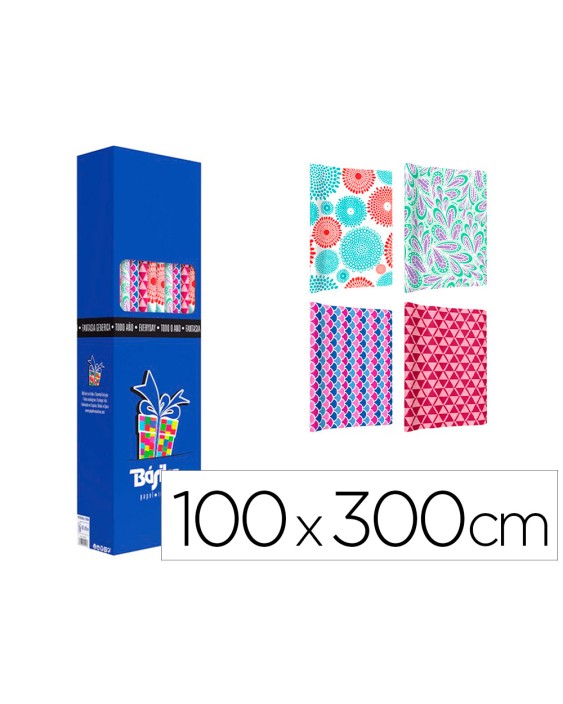 Papel de regalo basika todo año rollo ancho 1 m longitud 3 m modelos surtidos gramaje 50 g