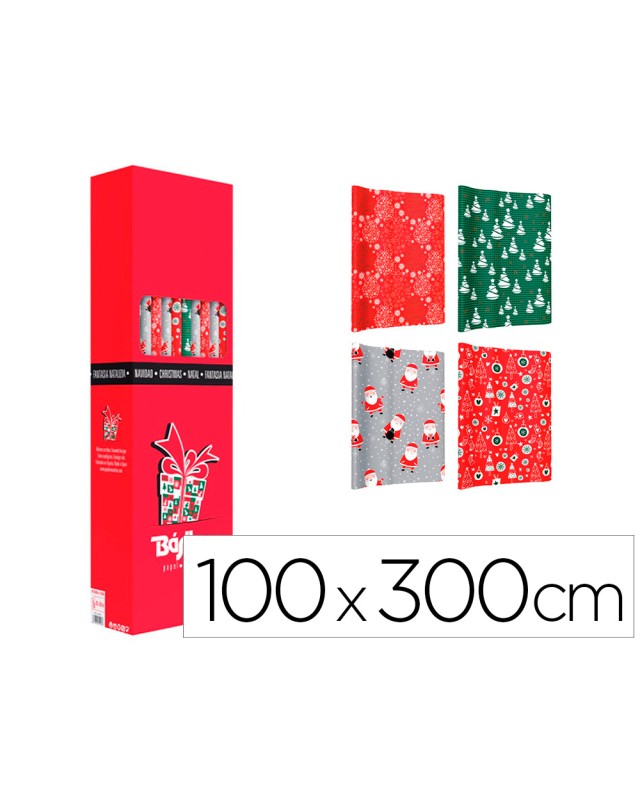Papel de regalo basika navidad rollo ancho 1 m longitud 3 m modelos surtidos gramaje 50 gr