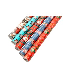 Papel de regalo liderpapel navidad rollo ancho 70 cm longitud 2 m gramaje 60 g diseños surtidos c-2025