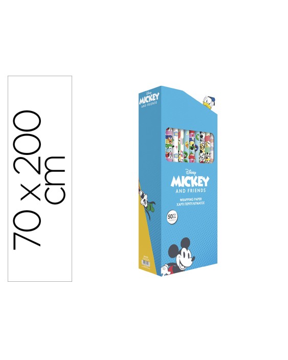 Papel de regalo basika disney mickey and friends rollo ancho 70 cm longitud 2 m diseños surtidos gramaje 60 g