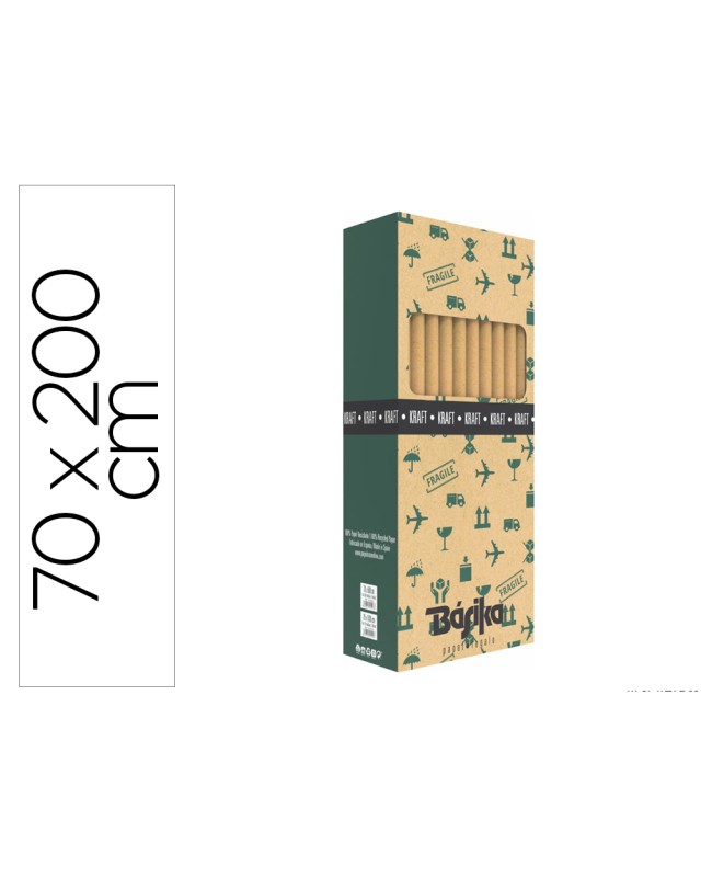 Papel de regalo basika kraft liso rollo ancho 70 cm longitud 2 m gramaje 50 g