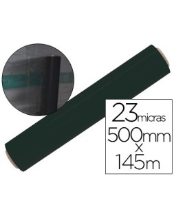 Film extensible q-connect manual ancho 500 mm largo 145 m espesor 23 micras negro