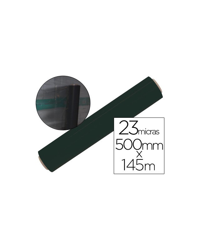 Film extensible q-connect manual ancho 500 mm largo 145 m espesor 23 micras negro