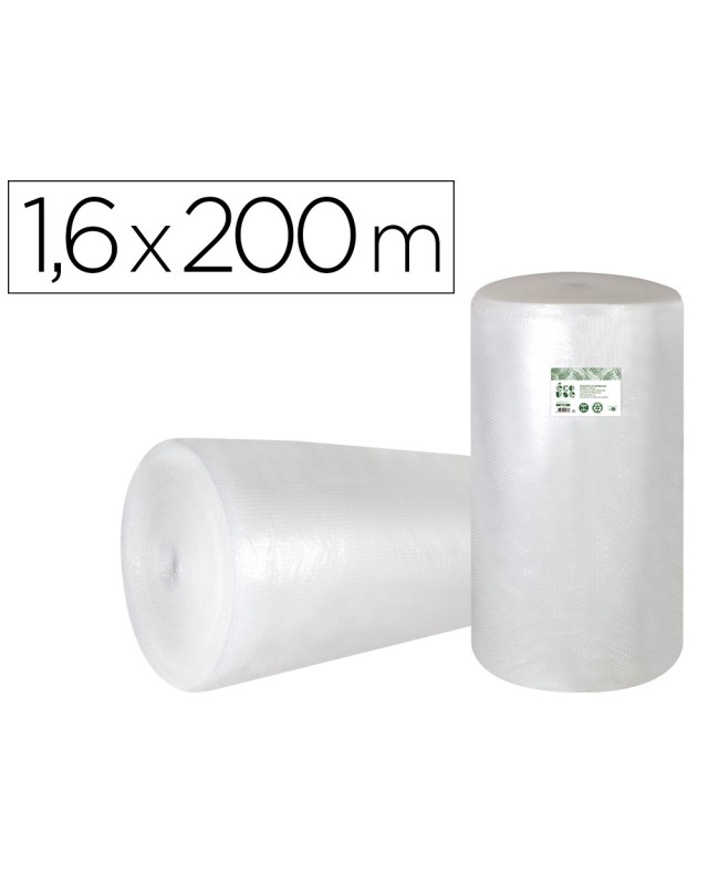 Plastico burbuja liderpapel ecouse 1.60x200m 30% de plastico reciclado