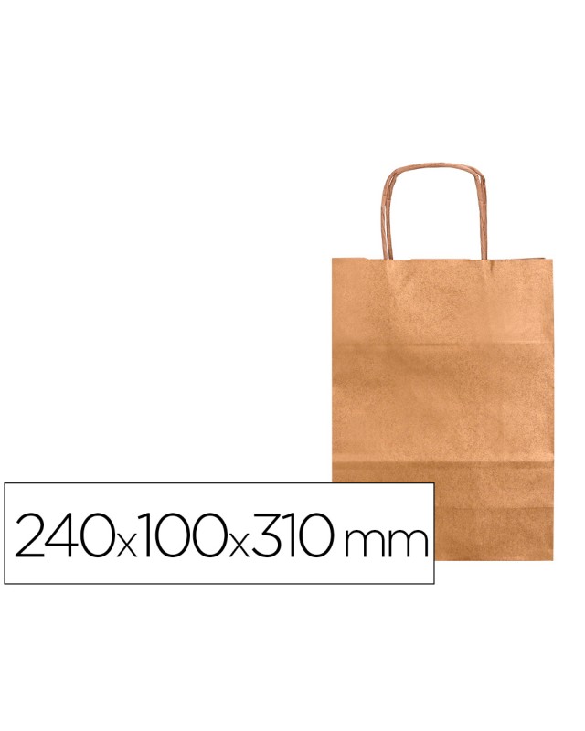Bolsa kraft q-connect natural asa retorcida 240x100x310 mm