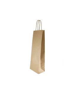 Bolsa kraft basika natural reciclado 90 gr asa retorcida tamaño "s" 240x100x320 mm