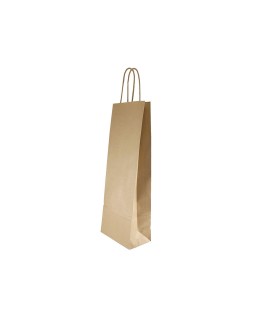 Bolsa kraft basika natural reciclado 90 gr asa retorcida tamaño "l" 320x140x400 mm