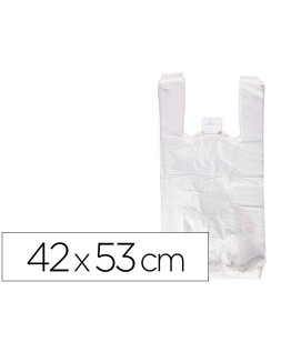 Bolsa camiseta reciclada 70% blanca 50 mc 42x53 cm apta legislacion de bolsas 2021