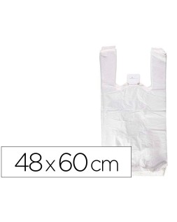 Bolsa camiseta reciclada 70% blanca 50 mc 48x60 cm apta legislacion de bolsas 2021