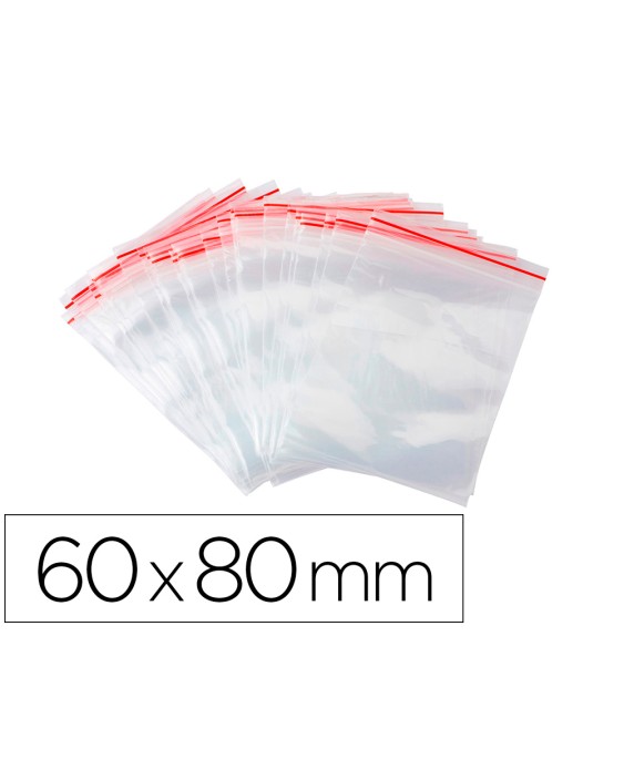 Bolsa plastico autocierre q-connect 60x80 mm paquete de 100 unidades