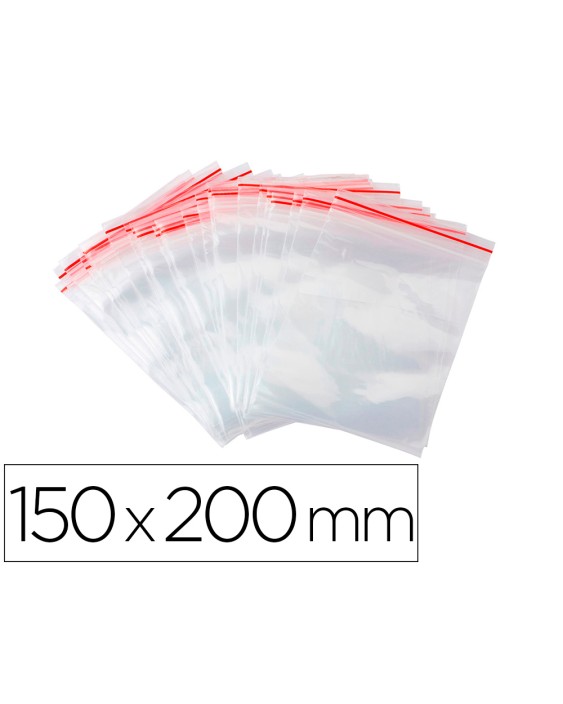 Bolsa plastico autocierre q-connect 150x200 mm paquete de 100 unidades