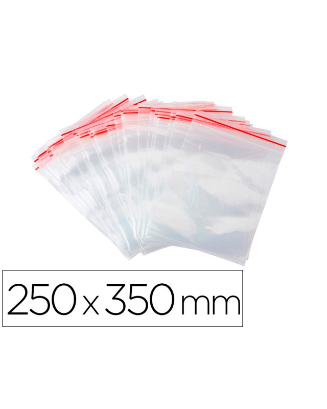 Bolsa plastico autocierre q-connect 250x350 mm paquete de 100 unidades