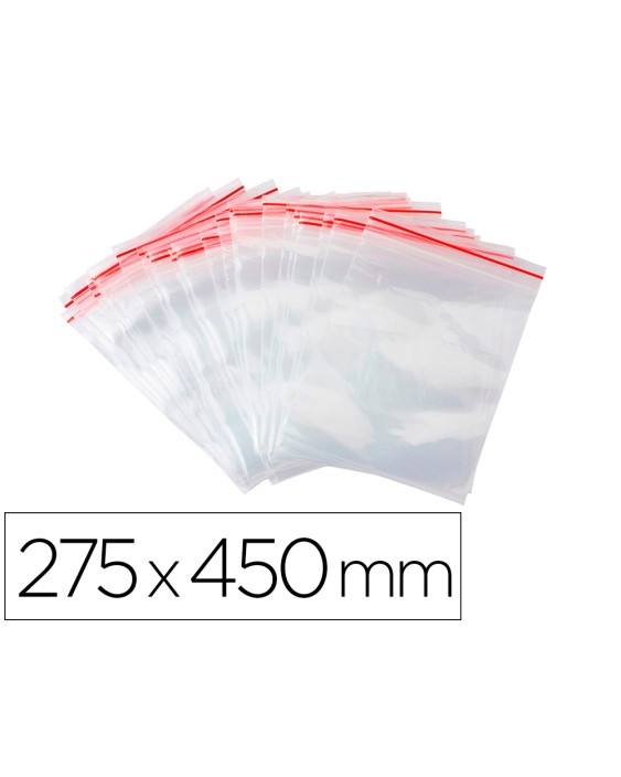 Bolsa plastico autocierre q-connect 275x450 mm paquete de 100 unidades