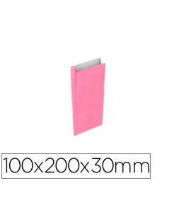 Sobre papel basika celulosa rosa con fuelle xxs 100x200x30 mm paquete de 25 unidades