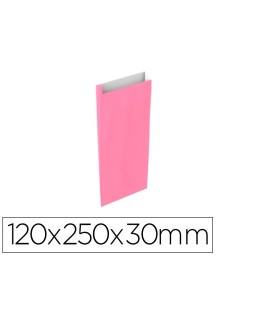 Sobre papel basika celulosa rosa con fuelle xs 120x250x30 mm paquete de 25 unidades