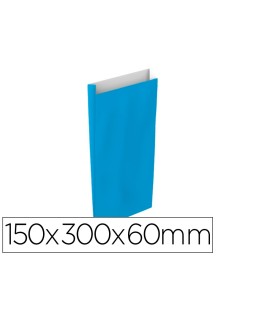 Sobre papel basika celulosa celeste con fuelle s 150x300x60 mm paquete de 25 unidades