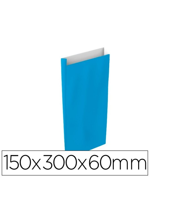 Sobre papel basika celulosa celeste con fuelle s 150x300x60 mm paquete de 25 unidades