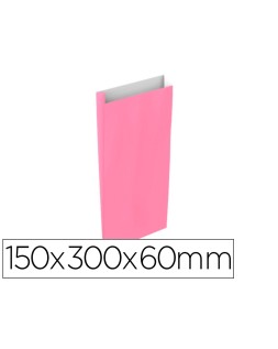 Sobre papel basika celulosa rosa con fuelle s 150x300x60 mm paquete de 25 unidades