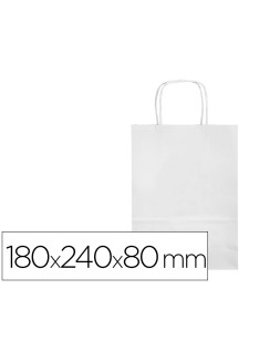 Bolsa papel q-connect celulosa blanco xs con asa retorcida 180x240x80 mm