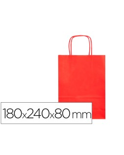 Bolsa papel q-connect celulosa rojo xs con asa retorcida 180x240x80 mm