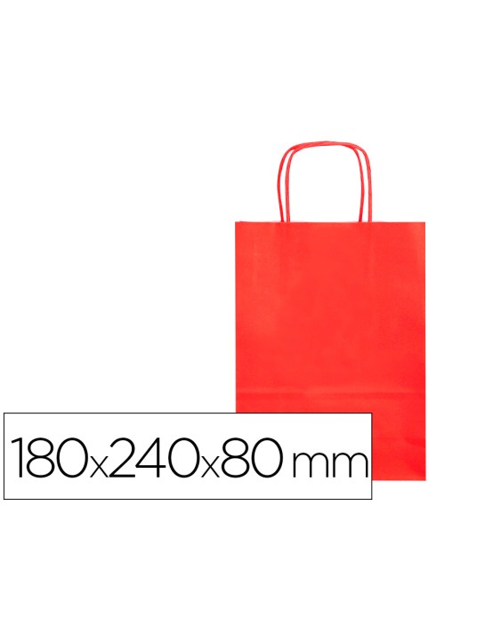 Bolsa papel q-connect celulosa rojo xs con asa retorcida 180x240x80 mm