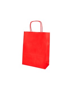 Bolsa papel q-connect celulosa rojo xs con asa retorcida 180x240x80 mm