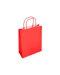 Bolsa papel q-connect celulosa rojo xs con asa retorcida 180x240x80 mm