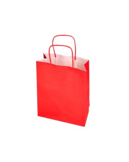 Bolsa papel q-connect celulosa rojo xs con asa retorcida 180x240x80 mm