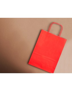 Bolsa papel q-connect celulosa rojo xs con asa retorcida 180x240x80 mm