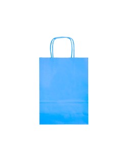 Bolsa papel q-connect celulosa celeste xs con asa retorcida 180x240x80 mm