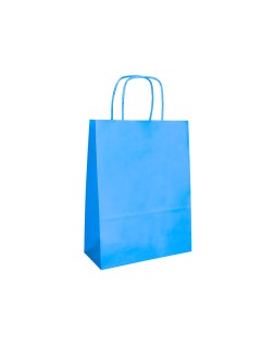 Bolsa papel q-connect celulosa celeste xs con asa retorcida 180x240x80 mm