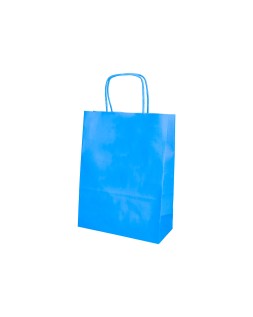Bolsa papel q-connect celulosa celeste xs con asa retorcida 180x240x80 mm