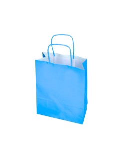 Bolsa papel q-connect celulosa celeste xs con asa retorcida 180x240x80 mm