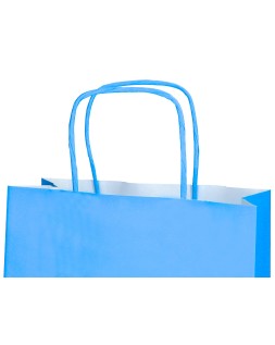 Bolsa papel q-connect celulosa celeste xs con asa retorcida 180x240x80 mm