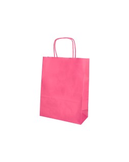 Bolsa papel q-connect celulosa rosa xs con asa retorcida 180x240x80 mm